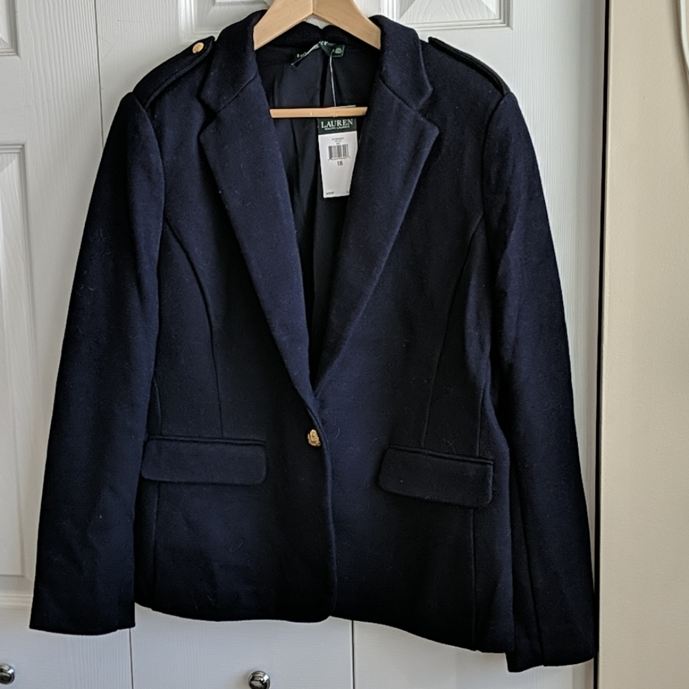 Lauren Ralph Lauren Navy Wool Blazer Jacket 16